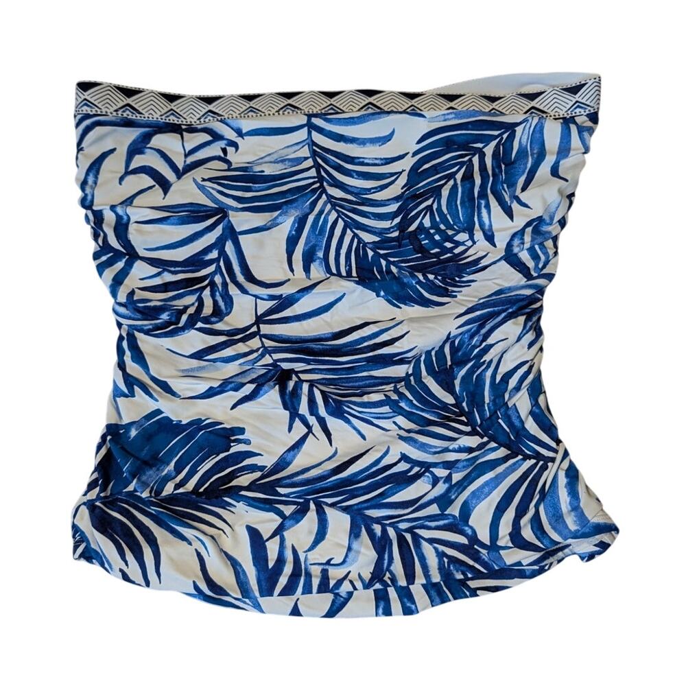 Tommy Bahama Womens XL Fuller Fronds Strapless Bandini Tankini Swim Top Blue